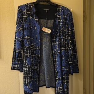 Ming Wang Blue and Black Women's Cardigan